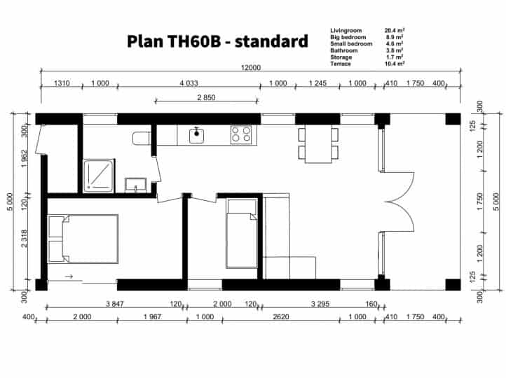 Tiny House 32 TH60B Standard Floor Plan